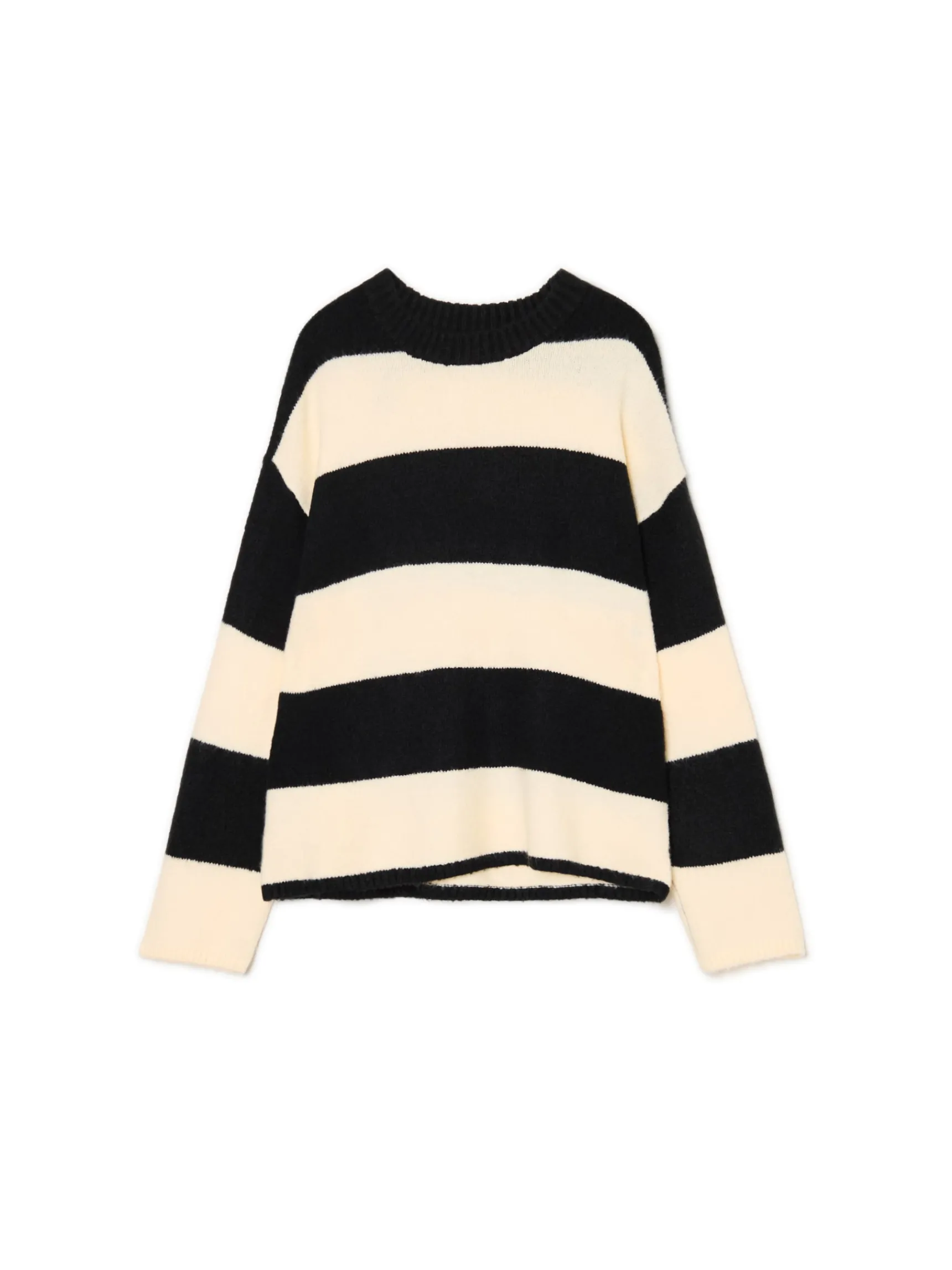 Clearance Cropp Czarno- sweter w paski kremowy
