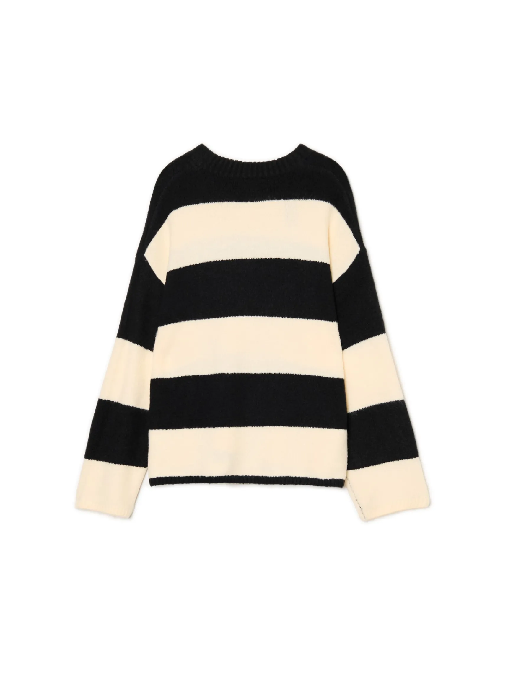 Clearance Cropp Czarno- sweter w paski kremowy
