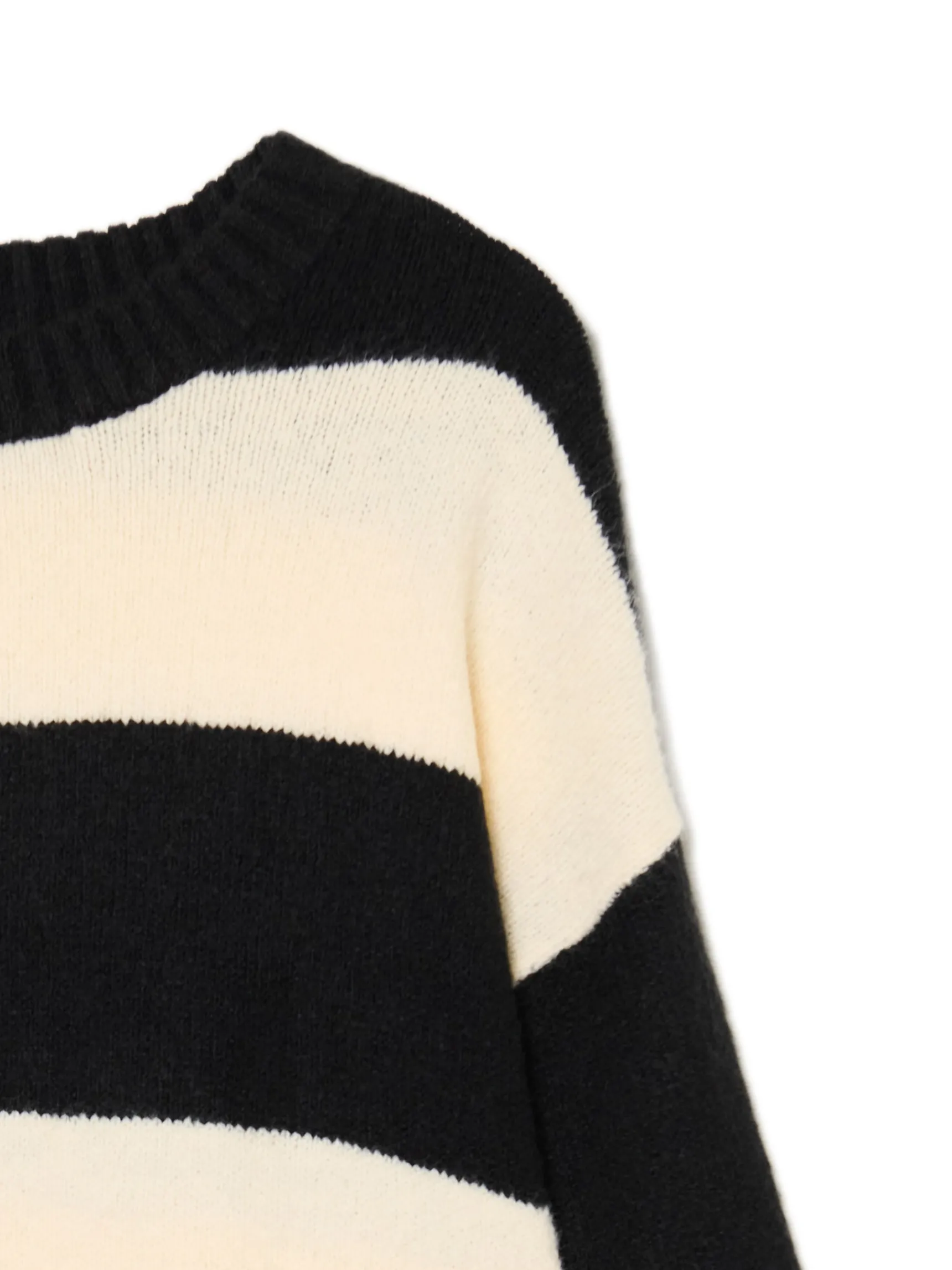 Clearance Cropp Czarno- sweter w paski kremowy
