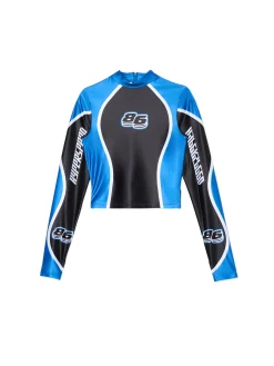 Hot Cropp Czarno-niebieska koszulka longsleeve Baltic Games wielobarwny
