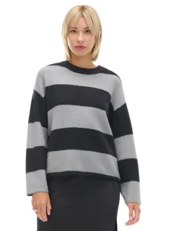 Discount Cropp Czarno-szary sweter w paski czarny