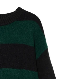 Outlet Cropp Czarno- sweter w paski zielony