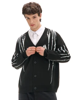 New Cropp kardigan z motywem kości czarny