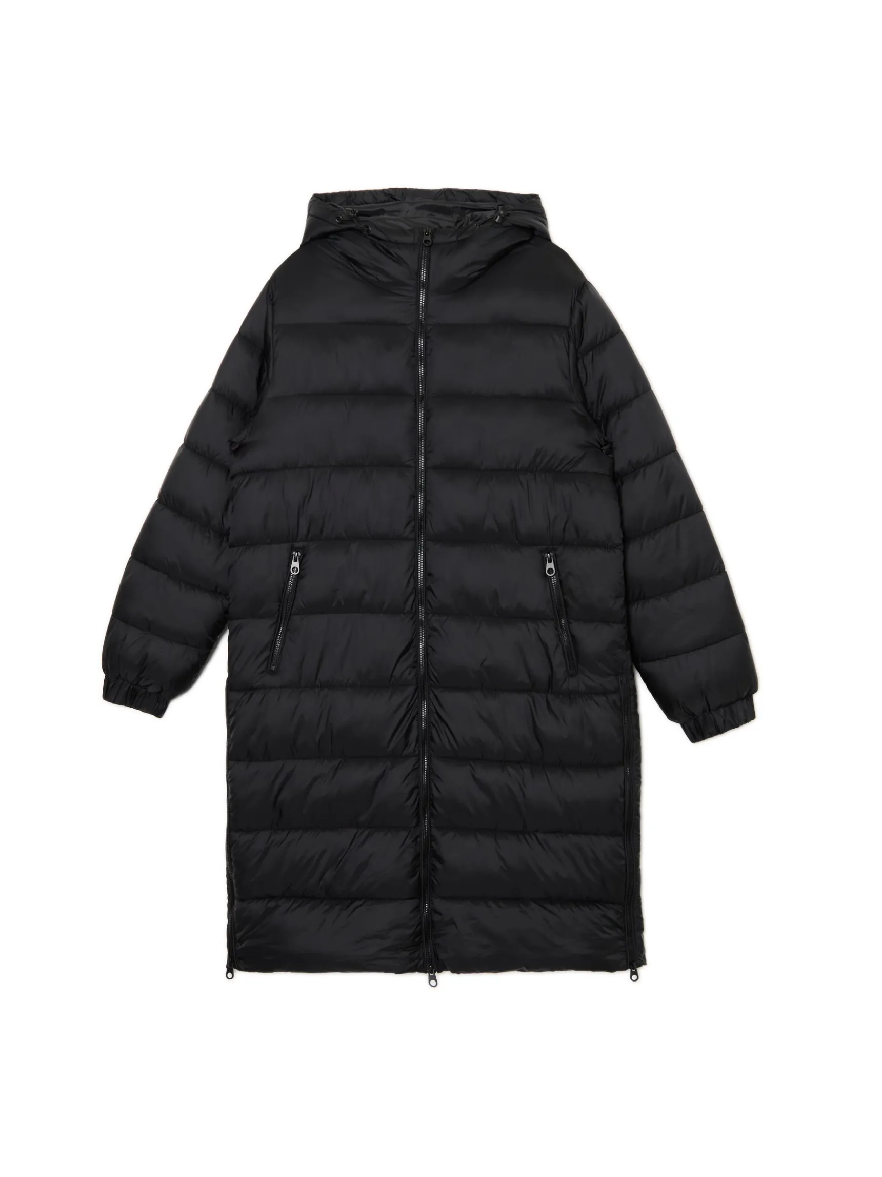 Clearance Cropp płaszcz puffer z kapturem czarny