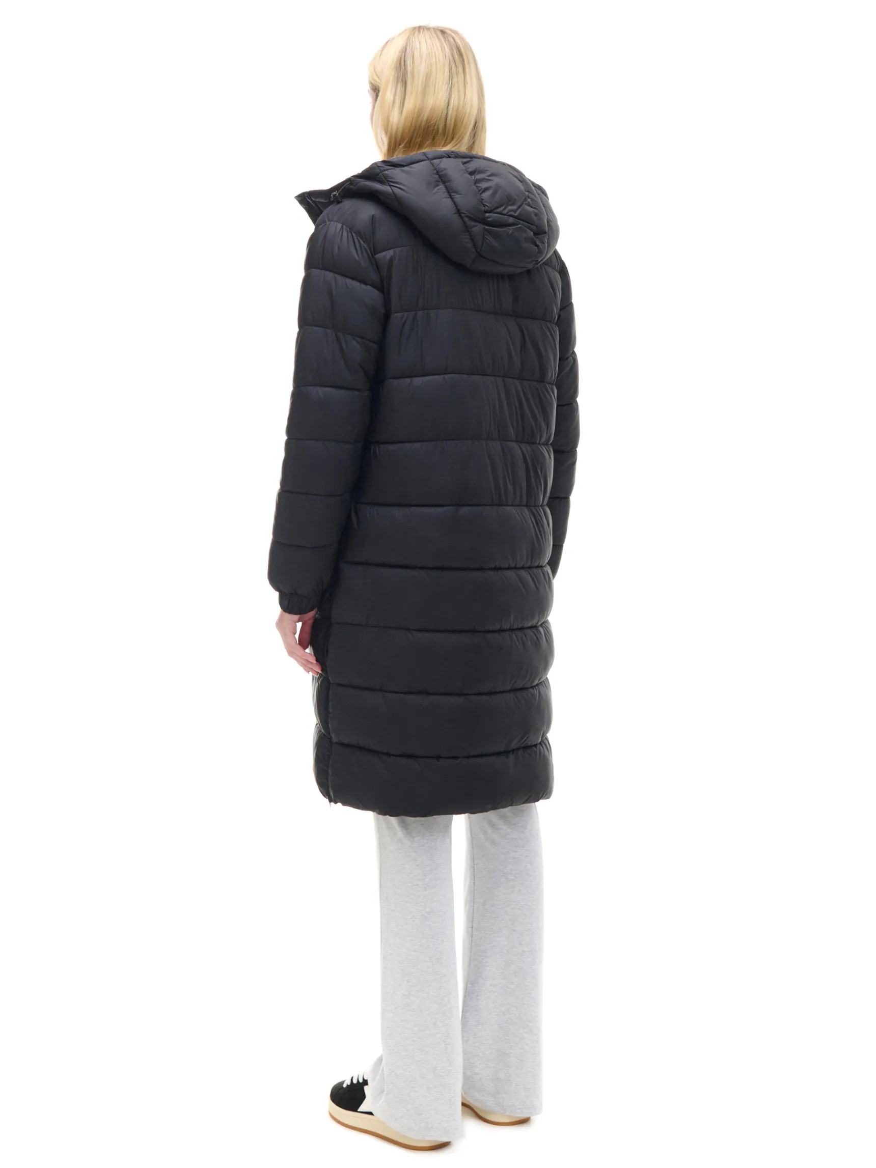 Clearance Cropp płaszcz puffer z kapturem czarny