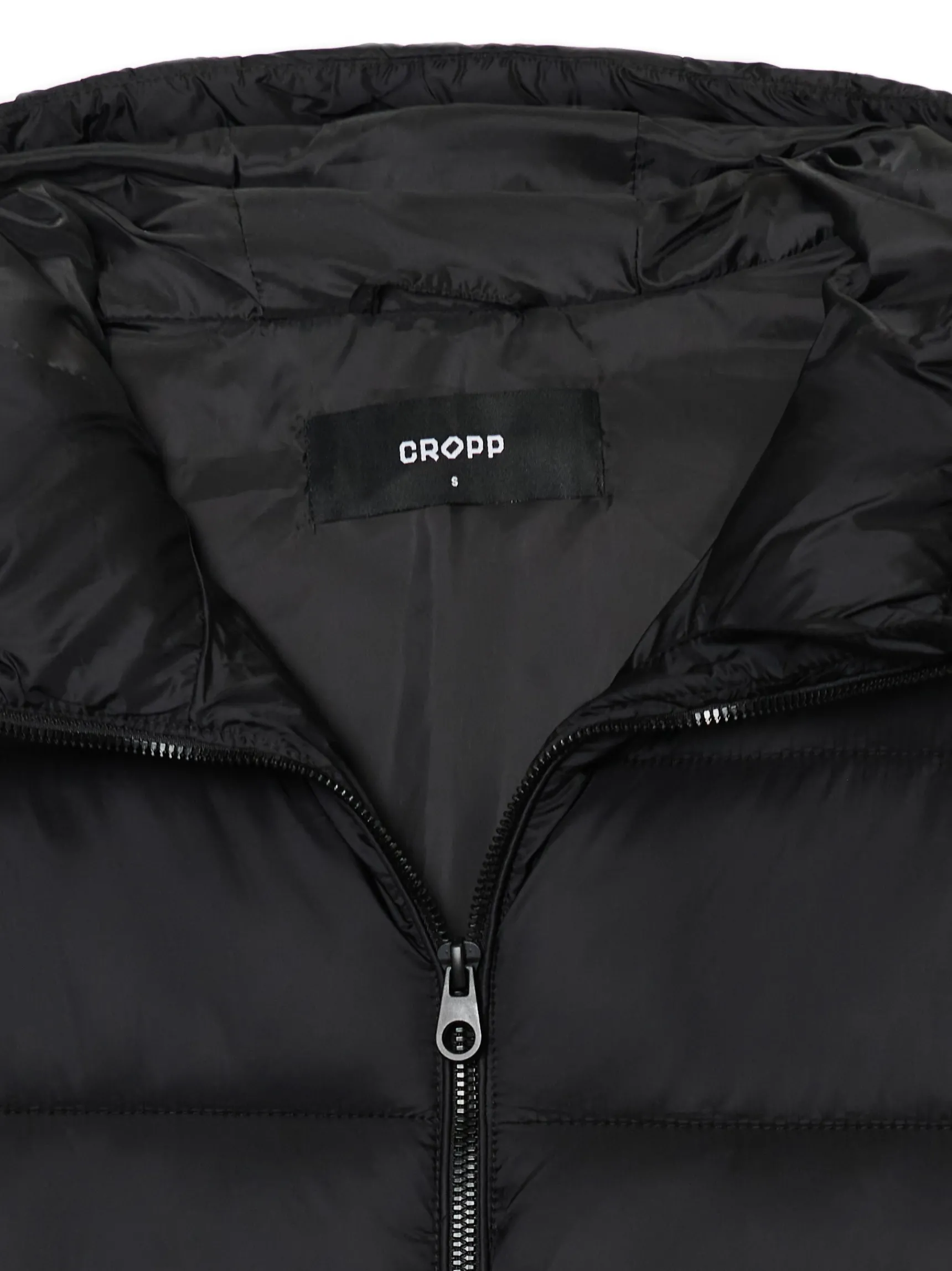 Clearance Cropp płaszcz puffer z kapturem czarny