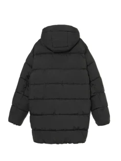 Sale Cropp pikowany płaszcz z kapturem czarny