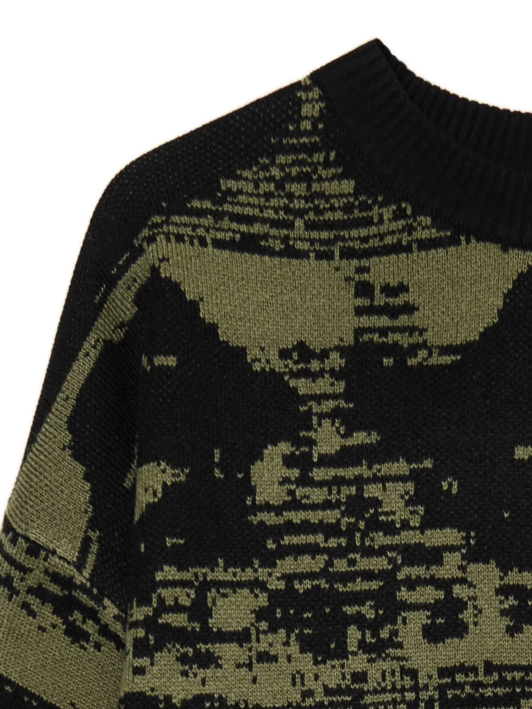 Best Cropp Czarny sweter z artystycznym nadrukiem wielobarwny