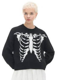 Online Cropp sweter z kontrastowym nadrukiem czarny