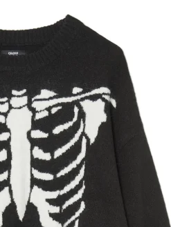 Online Cropp sweter z kontrastowym nadrukiem czarny
