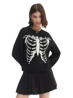 Online Cropp sweter z kontrastowym nadrukiem czarny