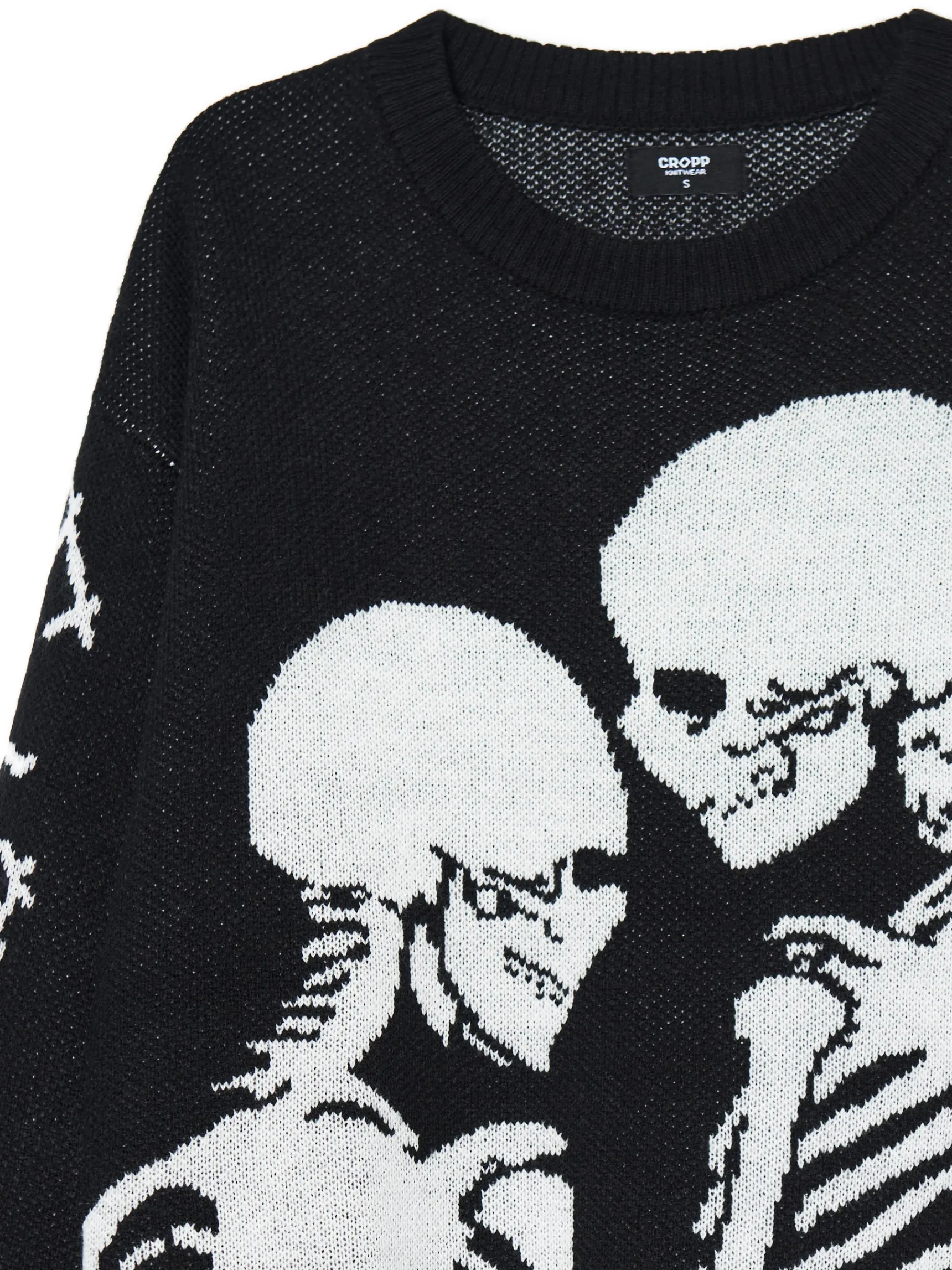 Sale Cropp sweter z motywem kościotrupów czarny