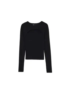 Outlet Cropp sweter z wycięciem z przodu czarny