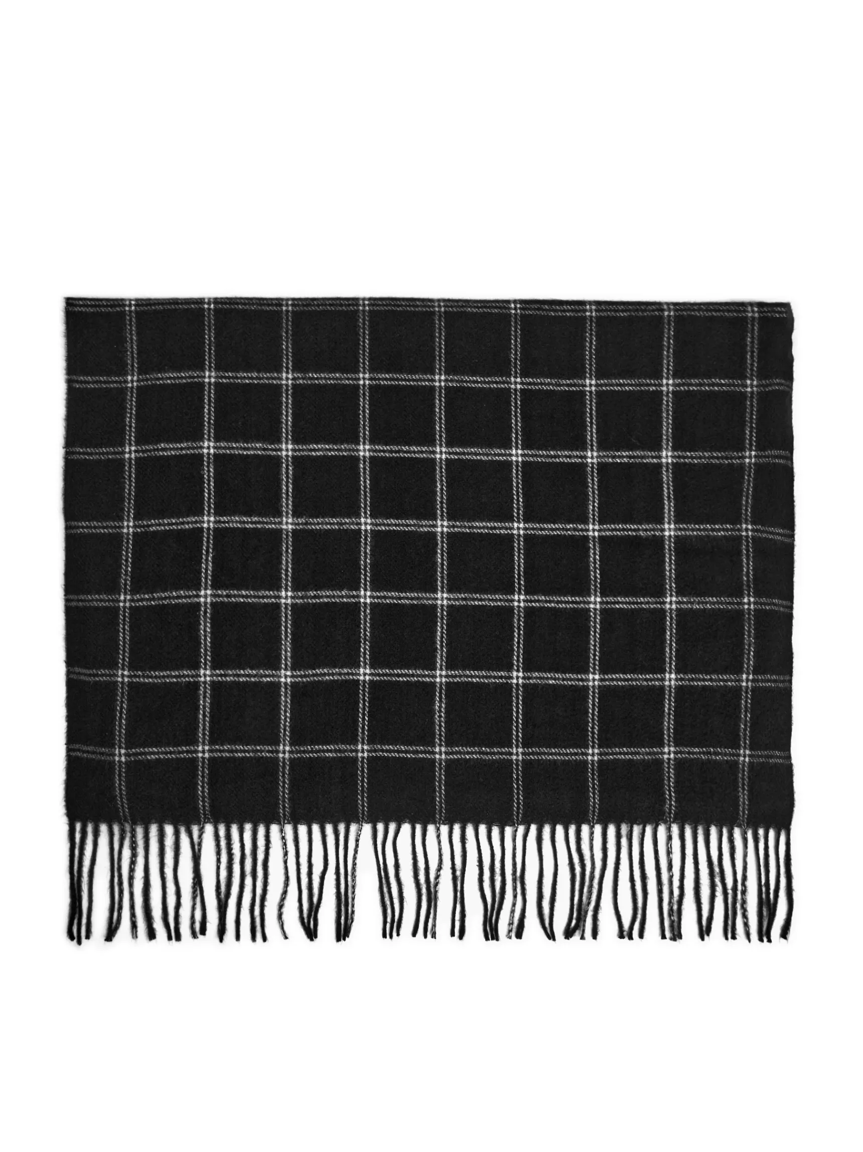 Clearance Cropp szalik w kratę z frędzlami czarny