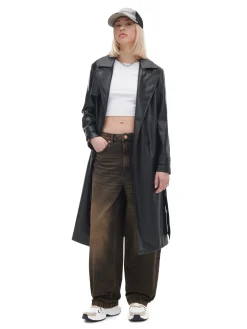 Fashion Cropp trencz z imitacji skóry czarny