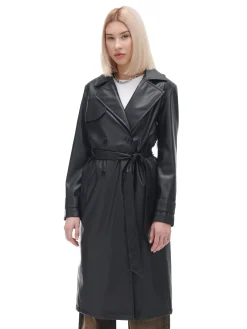 Fashion Cropp trencz z imitacji skóry czarny