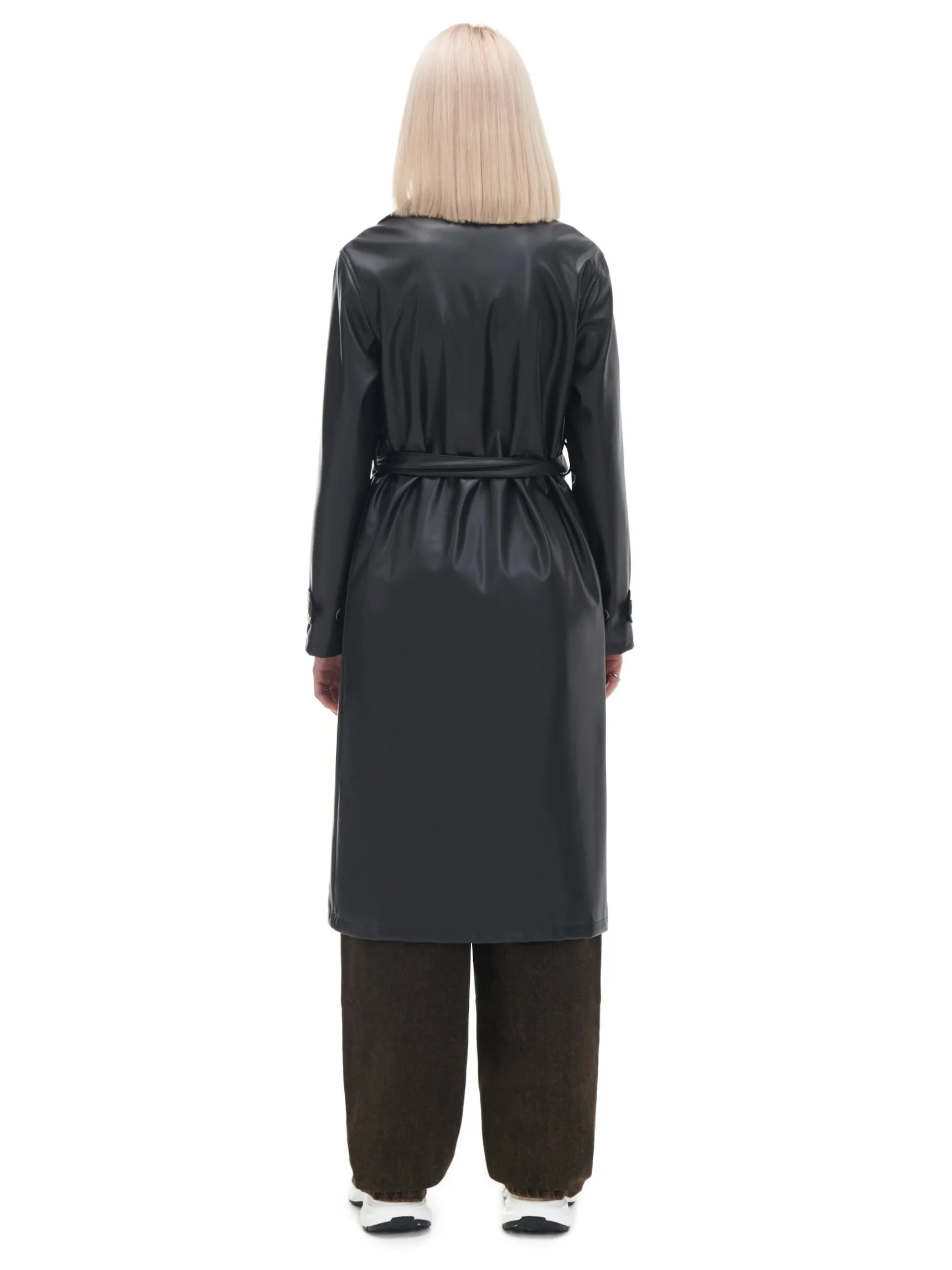 Fashion Cropp trencz z imitacji skóry czarny