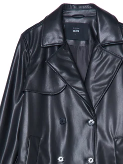 Fashion Cropp trencz z imitacji skóry czarny