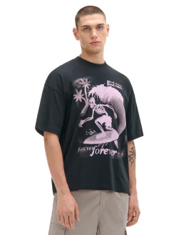 Online Cropp T-shirt boxy z nadrukiem czarny
