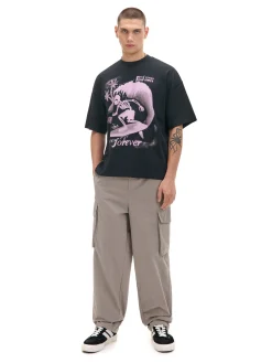 Online Cropp T-shirt boxy z nadrukiem czarny