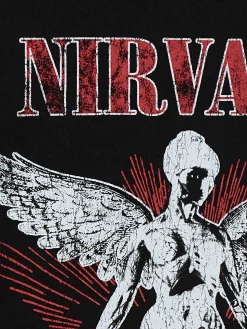 Fashion Cropp T-shirt oversize z grafiką Nirvana UNISEX czarny