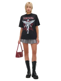 Fashion Cropp T-shirt oversize z grafiką Nirvana UNISEX czarny
