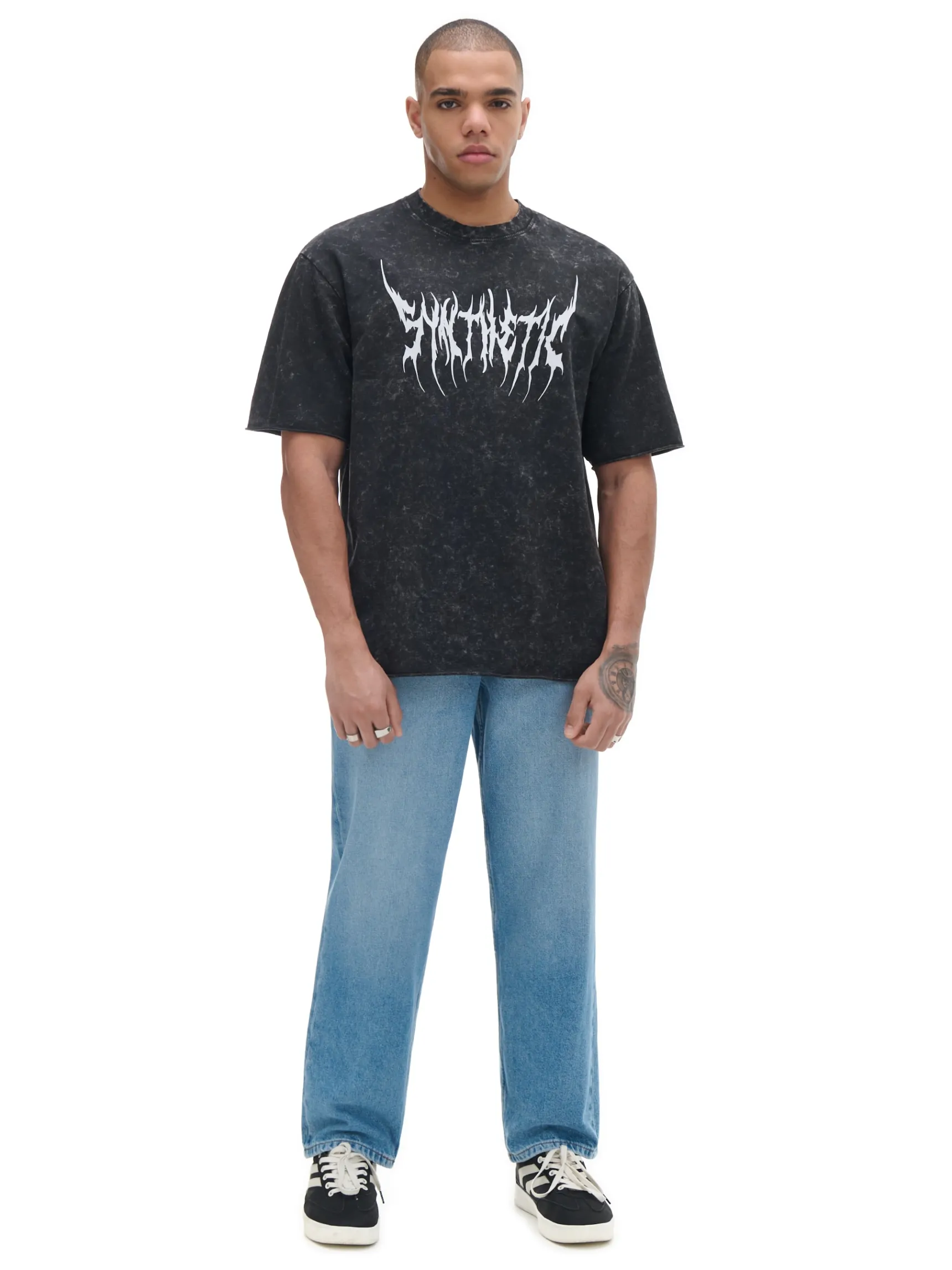 Online Cropp T-shirt z efektem acid wash czarny