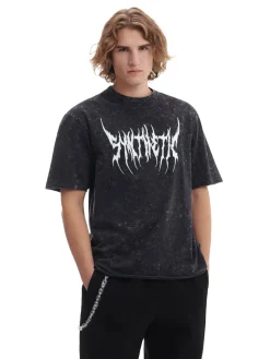 Online Cropp T-shirt z efektem acid wash czarny