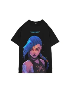 Discount Cropp T-shirt z Jinx z Arcane czarny