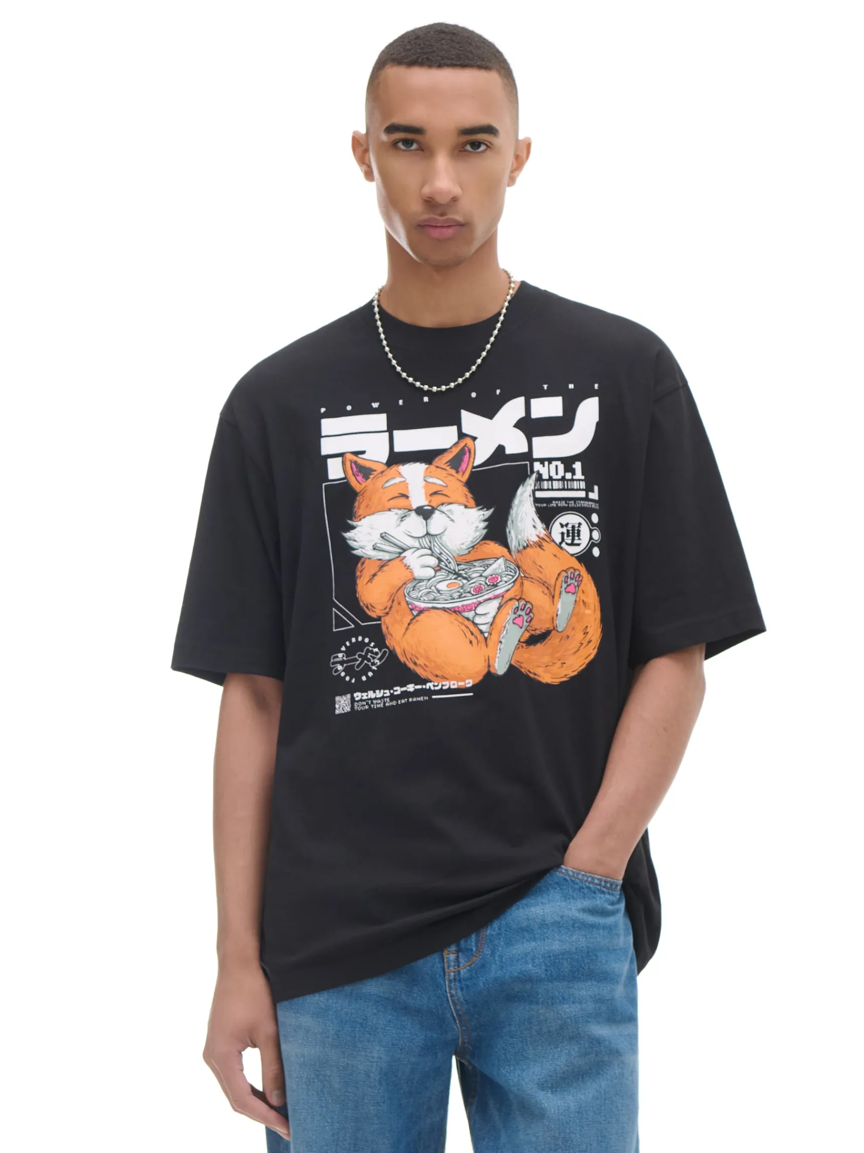 Online Cropp T-shirt z nadrukiem lisa czarny