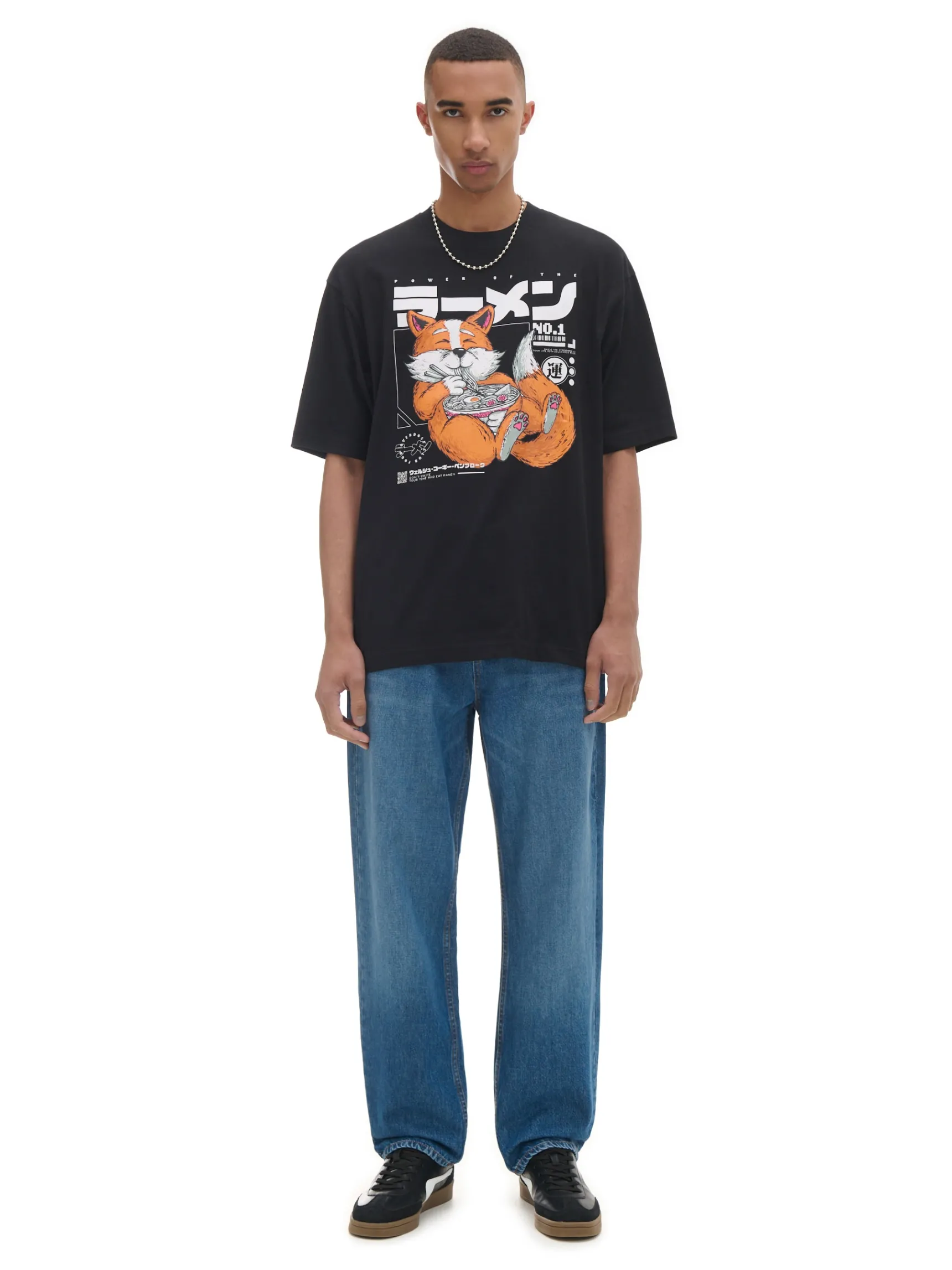 Online Cropp T-shirt z nadrukiem lisa czarny
