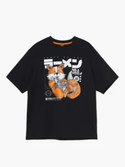 Online Cropp T-shirt z nadrukiem lisa czarny