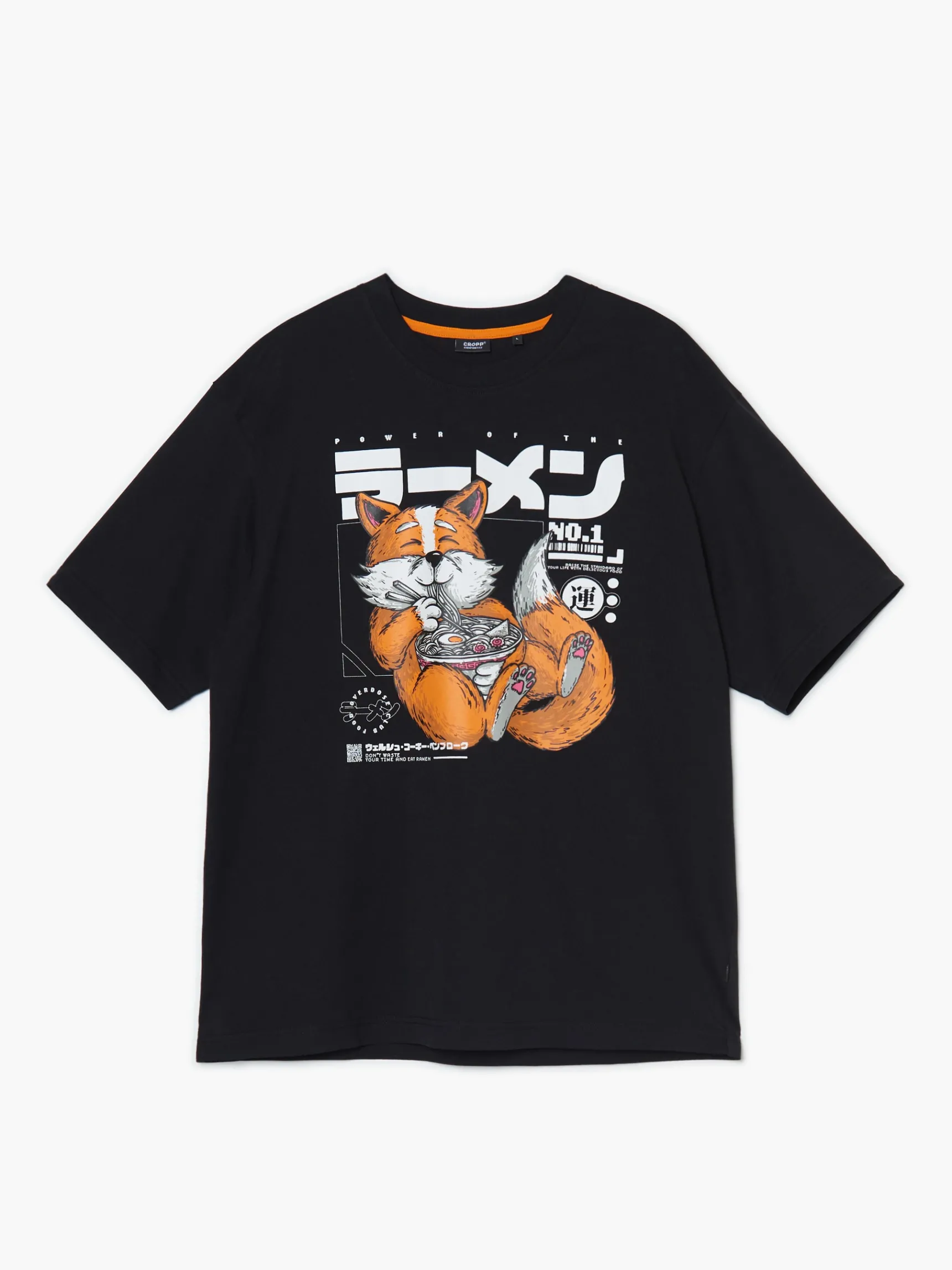 Online Cropp T-shirt z nadrukiem lisa czarny