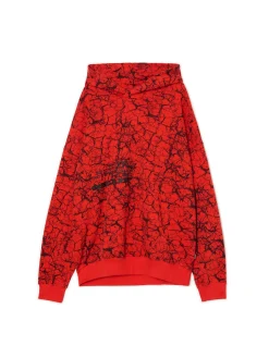 Online Cropp Czerwona bluza hoodie z nadrukiem all over czerwony