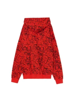 Online Cropp Czerwona bluza hoodie z nadrukiem all over czerwony
