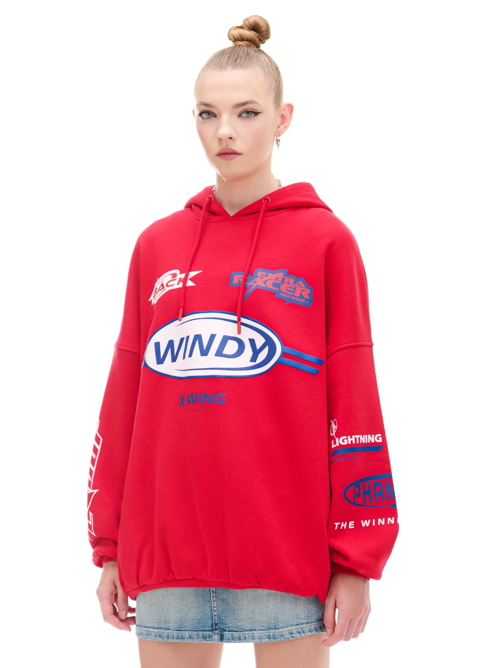 Hot Cropp Czerwona bluza z motywem racingowym UNISEX czerwony