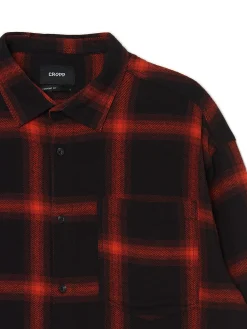 Sale Cropp Czerwona flanelowa koszula w kratę czerwony