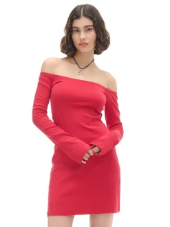 New Cropp Czerwona sukienka mini z rękawami flare czerwony
