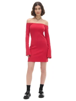 New Cropp Czerwona sukienka mini z rękawami flare czerwony
