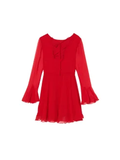 Best Cropp Czerwona sukienka mini z falbanami czerwony