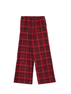 Outlet Cropp Czerwone spodnie baggy w kratę czerwony