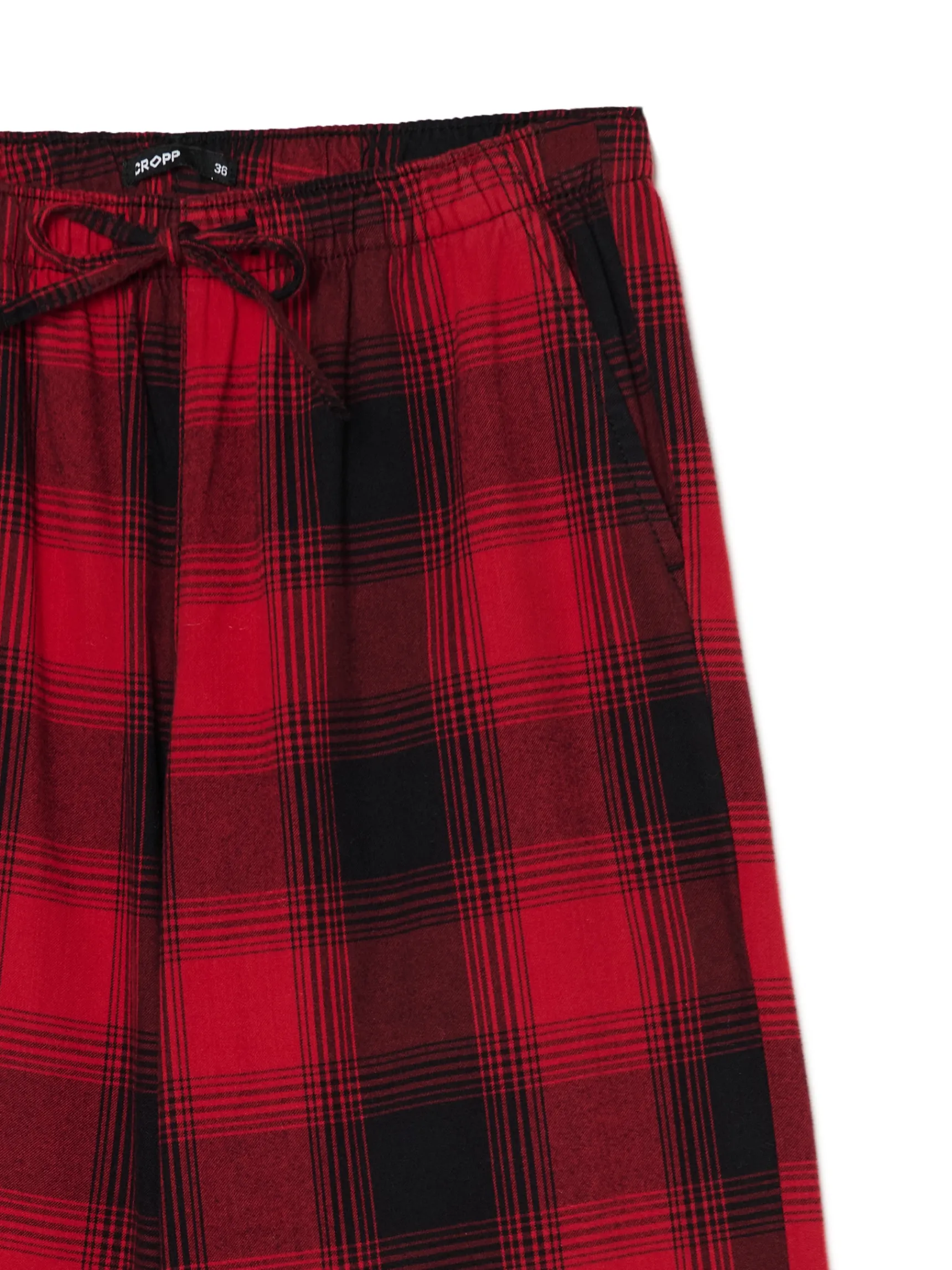 Clearance Cropp Czerwone spodnie w kratę czerwony