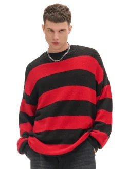 New Cropp sweter w paski czerwony