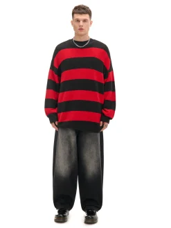 New Cropp sweter w paski czerwony
