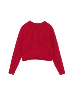 Online Cropp sweter z warkoczowym splotem czerwony
