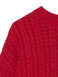 Online Cropp sweter z warkoczowym splotem czerwony