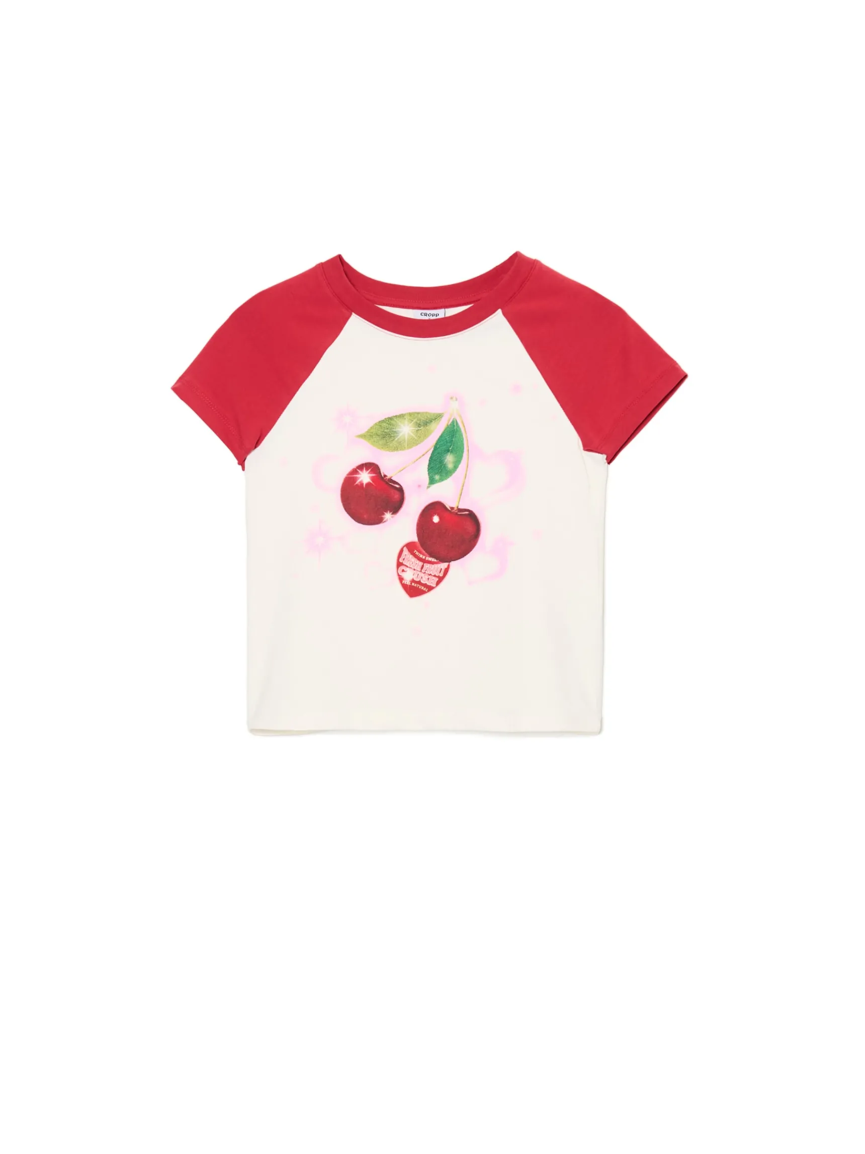 Fashion Cropp Dopasowany T-shirt z wiśniami biały