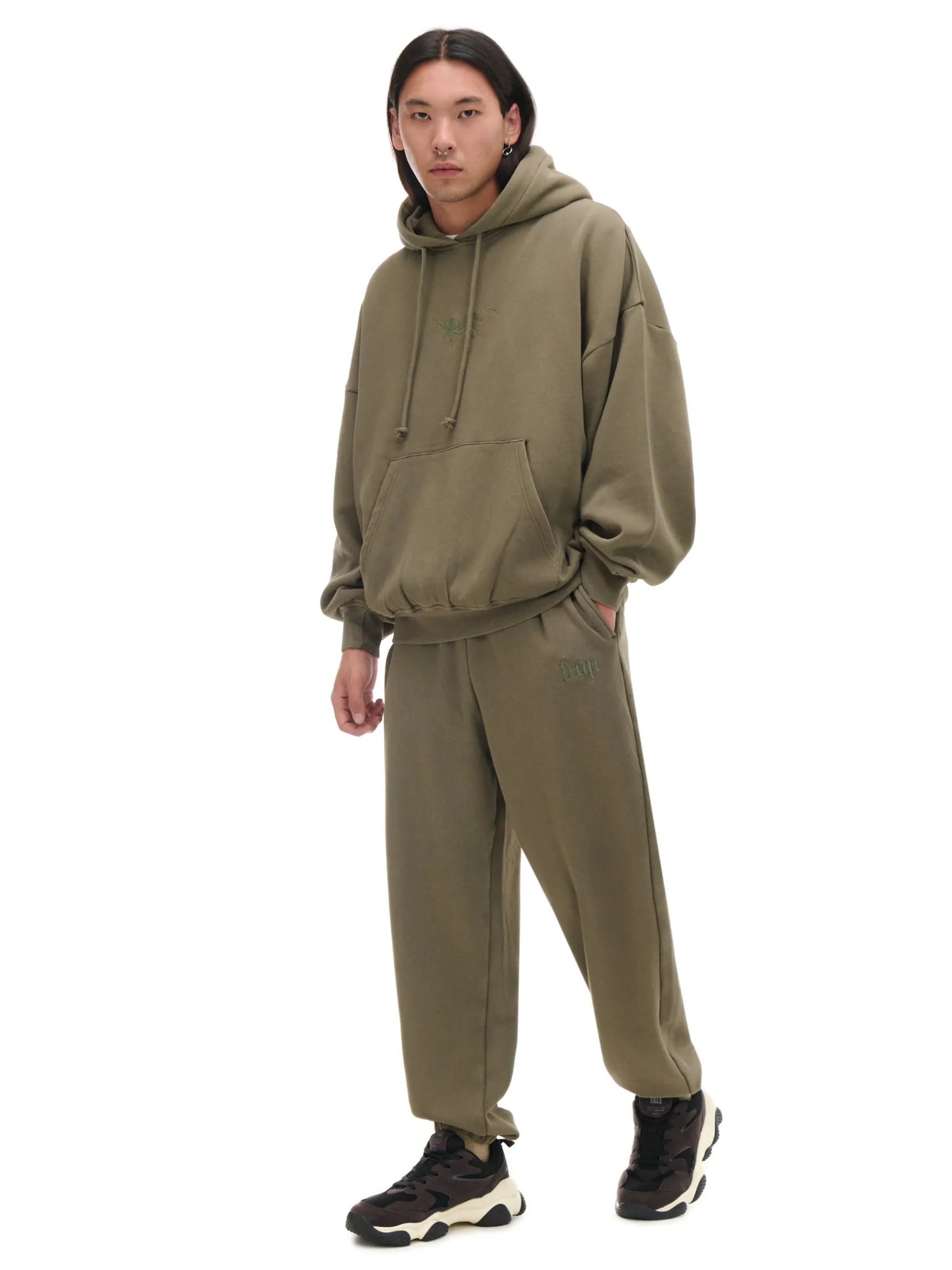 Hot Cropp Dresowe joggery comfort fit zielony
