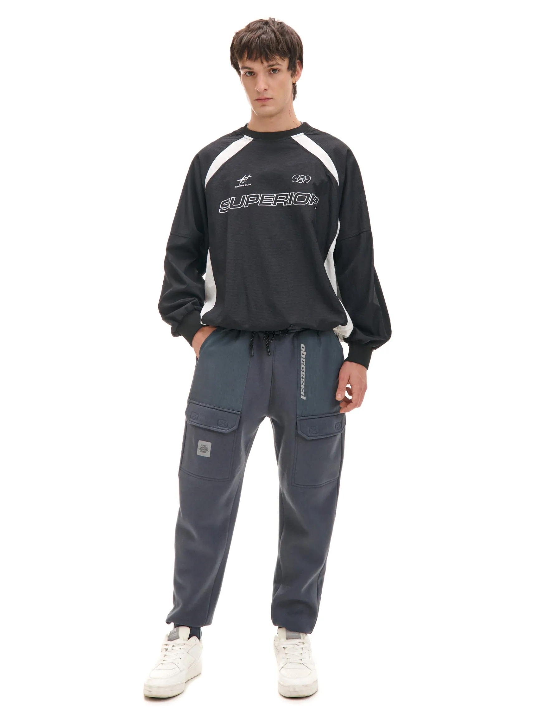Best Cropp Dresowe joggery z efektem reflective szary