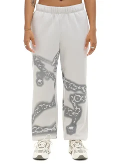 Hot Cropp Dresowe joggery z motywem łańcucha jasnyszary